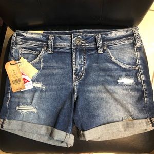 Silver “Sam boyfriend” jean shorts